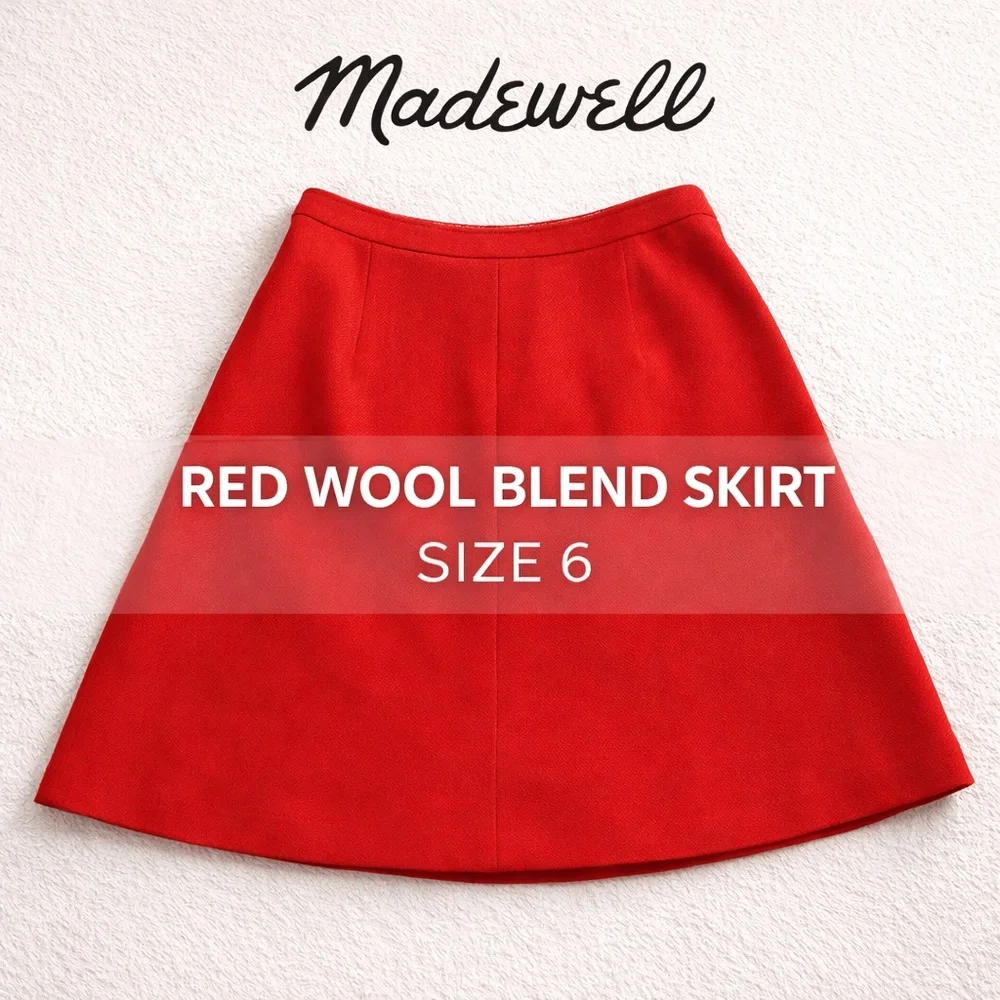 Madewell Red Wool Blend A-Line Skirt Size 6‎ Classic Holiday Career Chic Party